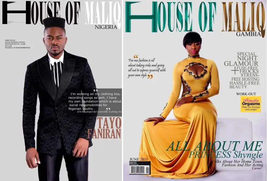 Tayo Faniran of Big Brother Africa and actress Princess Shyngle Covers House Of MaliQ June Edition.