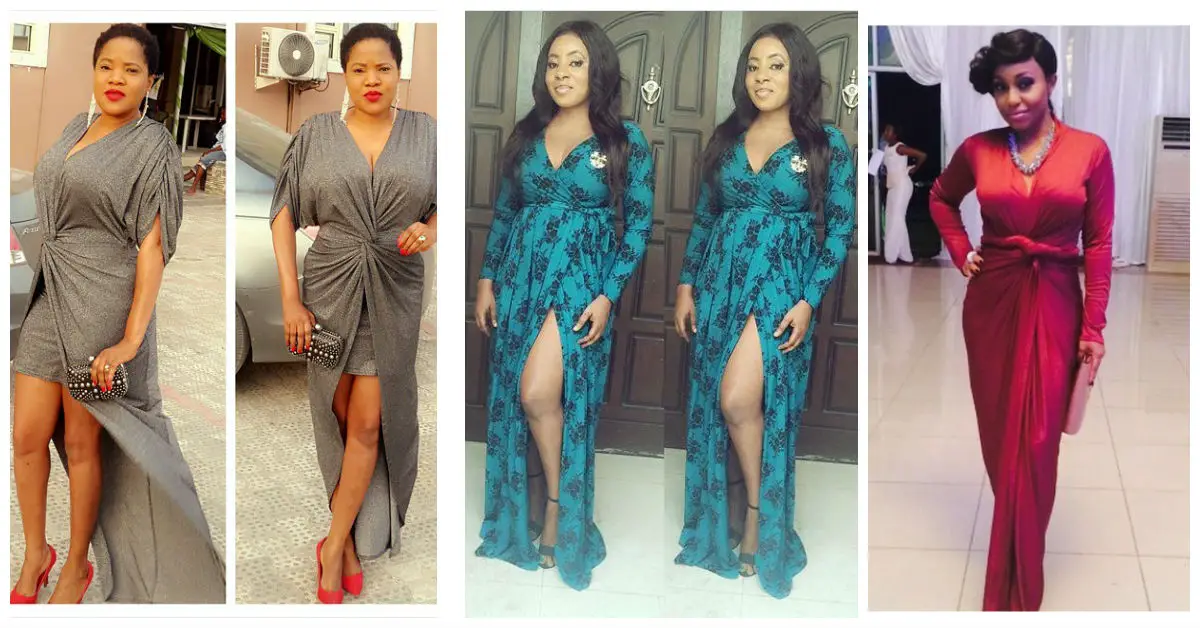 nigerian celebrity Slaying wrap dress amillionstyles