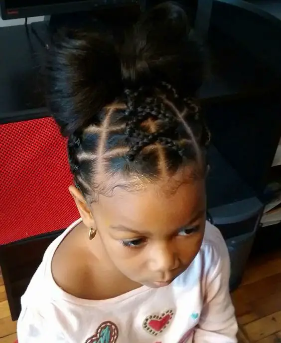 simple three plaits with beads, packed into a bun