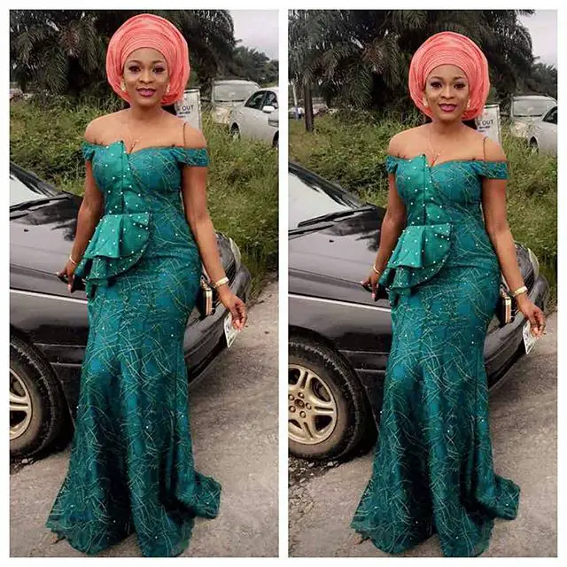 Green Aso Ebi Styles Fashionistas Slayed For Nigeria Independence Weekend. 