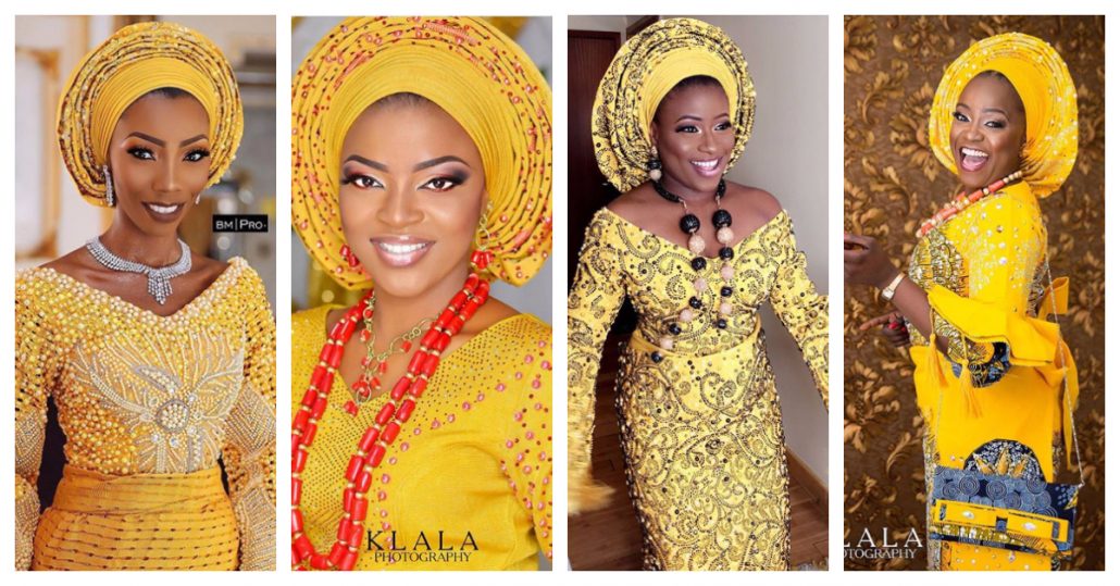 We Are In The Fashion faze Of Slaying Beautiful Yellow Aso Oke