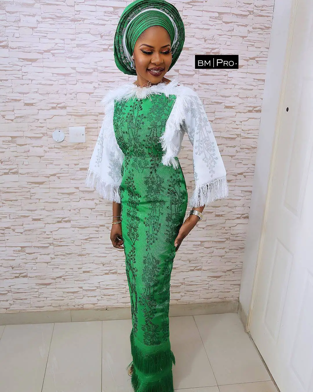 Green Lace Asoebi Styles To Honour Nigeria's 57th Independence!