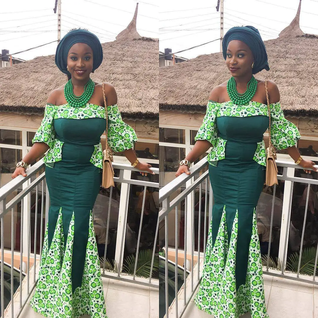 Green Lace Asoebi Styles To Honour Nigeria's 57th Independence!