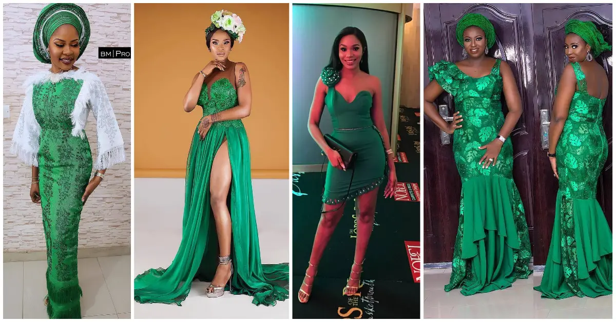 Green Lace Asoebi Styles To Honour Nigeria’s 57th Independence!