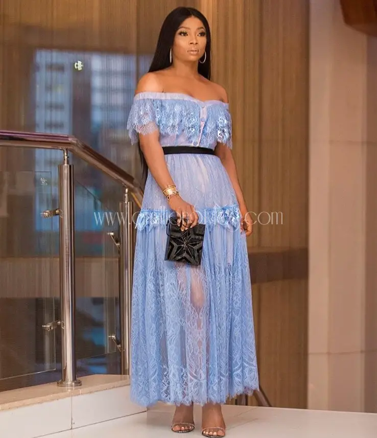 Look of the Day: Toke Makinwa In A Blue Lace Dress