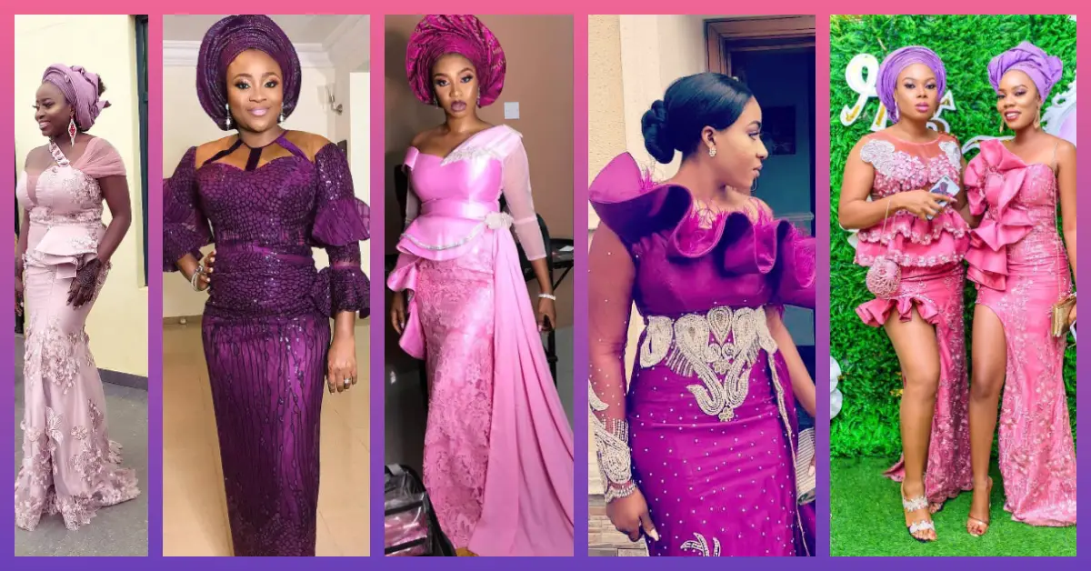Purple, Pink Lace Asoebi Styles