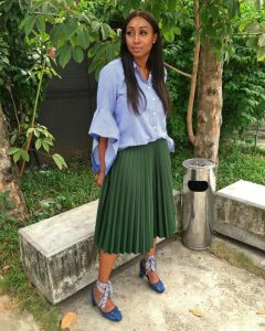 Veronica Odeka Is The Queen Of Re-rocking As She Styles Her Pleat Skirt Seven Times!