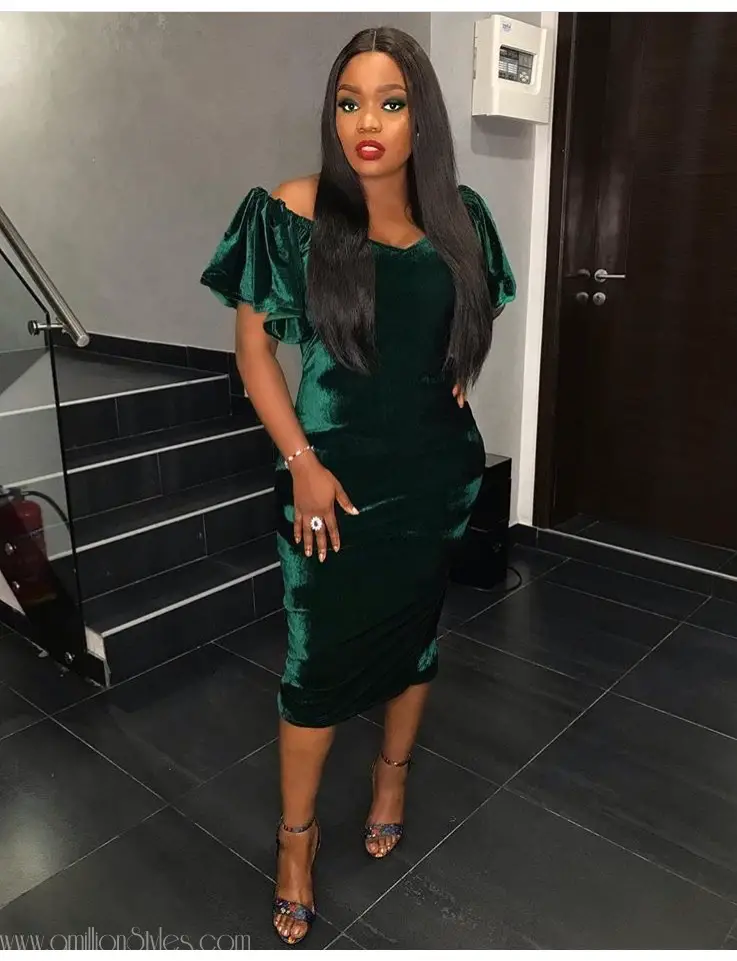 Look Of The Day: Bisola Aiyeola In Green Velvet