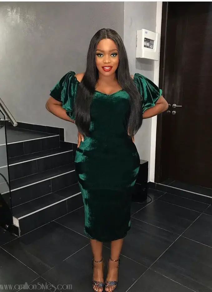 Look Of The Day: Bisola Aiyeola In Green Velvet
