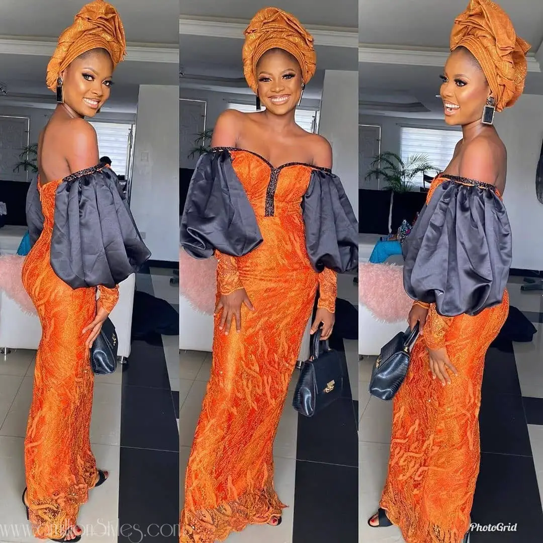 6 Spectacular Orange Lace Asoebi Styles For Women