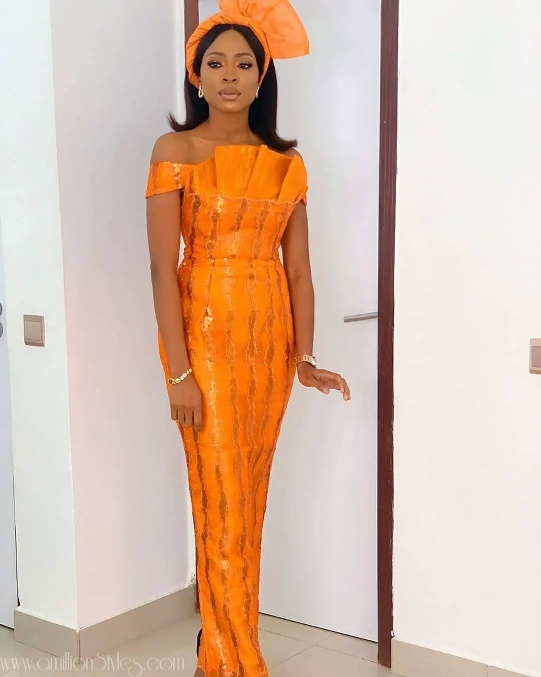 6 Spectacular Orange Lace Asoebi Styles For Women