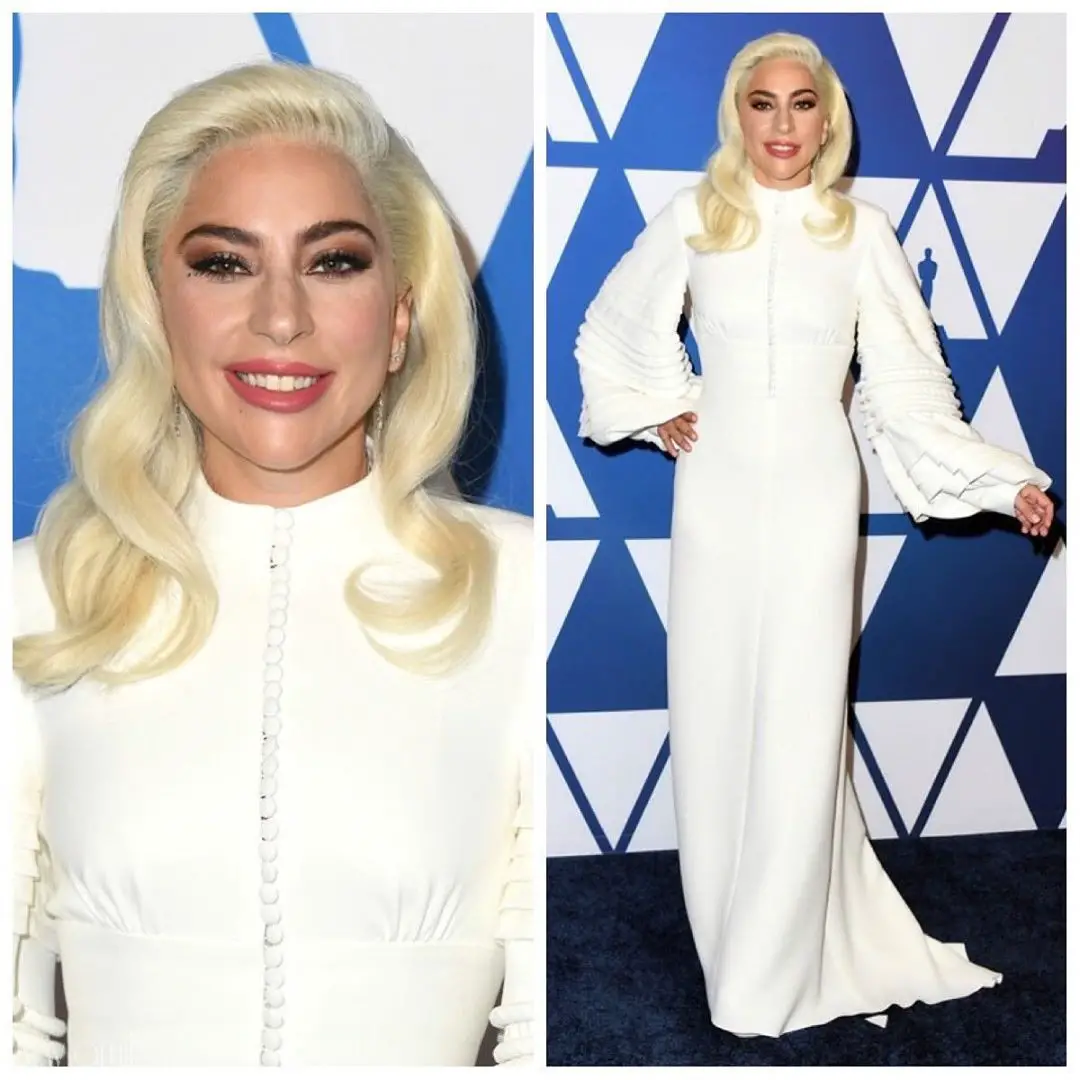 Lady Gaga Rocks White Maxi Louis Vuitton Dress