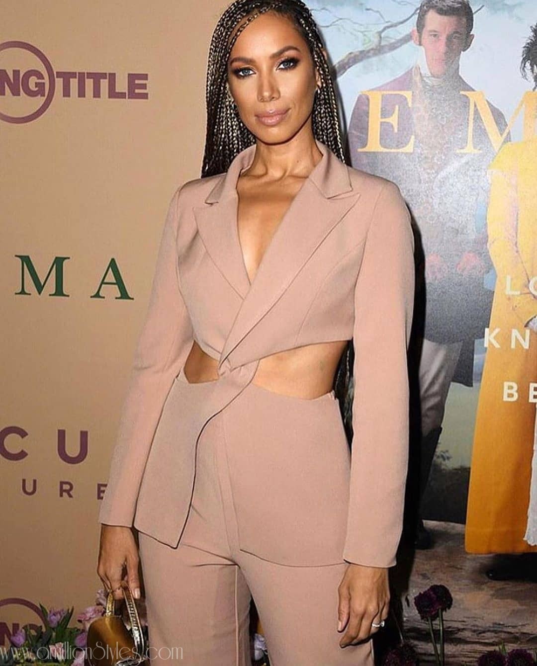  Leona Lewis In Nude Cut-Out Fashion Nova Blazer Set