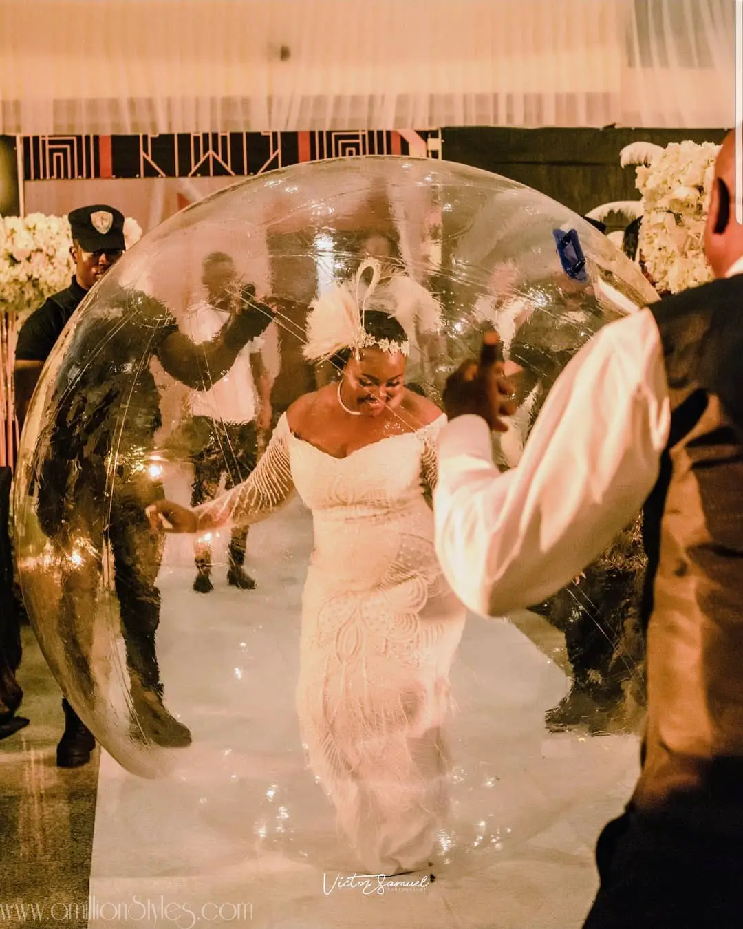 See This Bride-In-A-Bubble Grand Entrance At Wedding Reception!