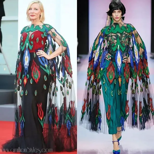 Cate Blanchett Is A Vision In Armani Embroidered Cape Ensemble