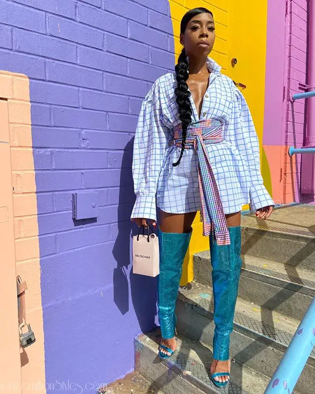 Zamar Lewis Gets An A+ In This Belted Shirt Dress