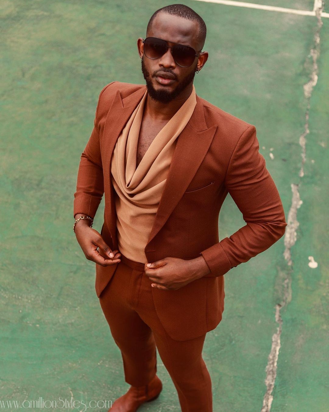 Temisan Emmanuel Looked Luscious In Cream Shirt And Brown Suit