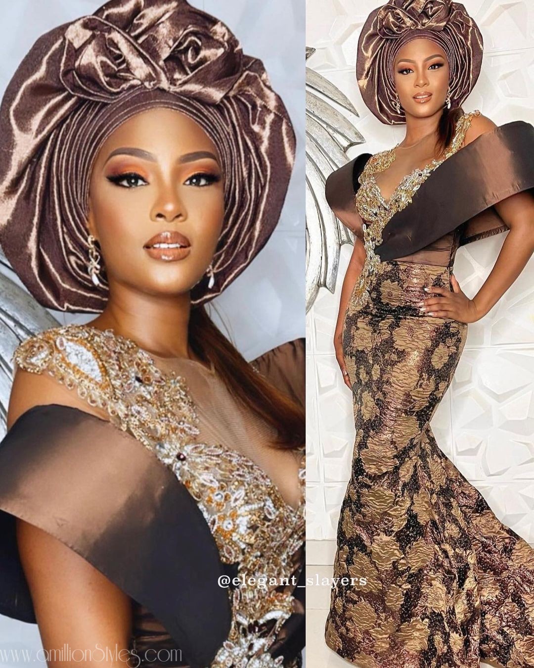 A Chocolate Love Story: A Look At Our Favorite Asoebi Styles At Ini Dima Okogie's Wedding