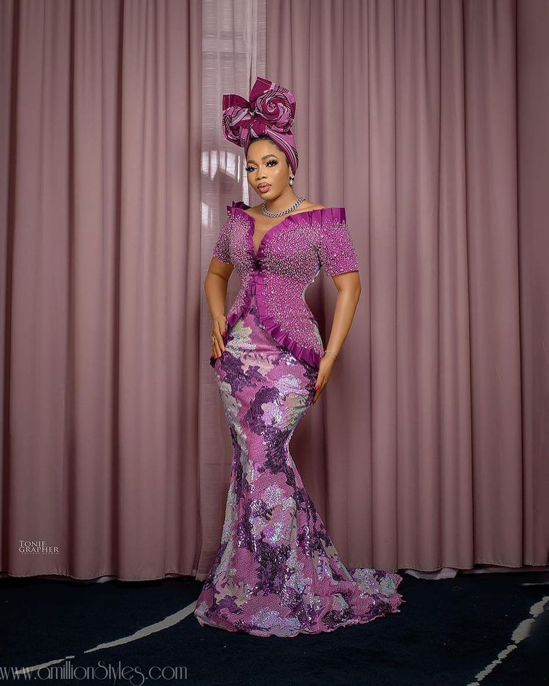 Unique Nigerian Purple Lace Asoebi Styles