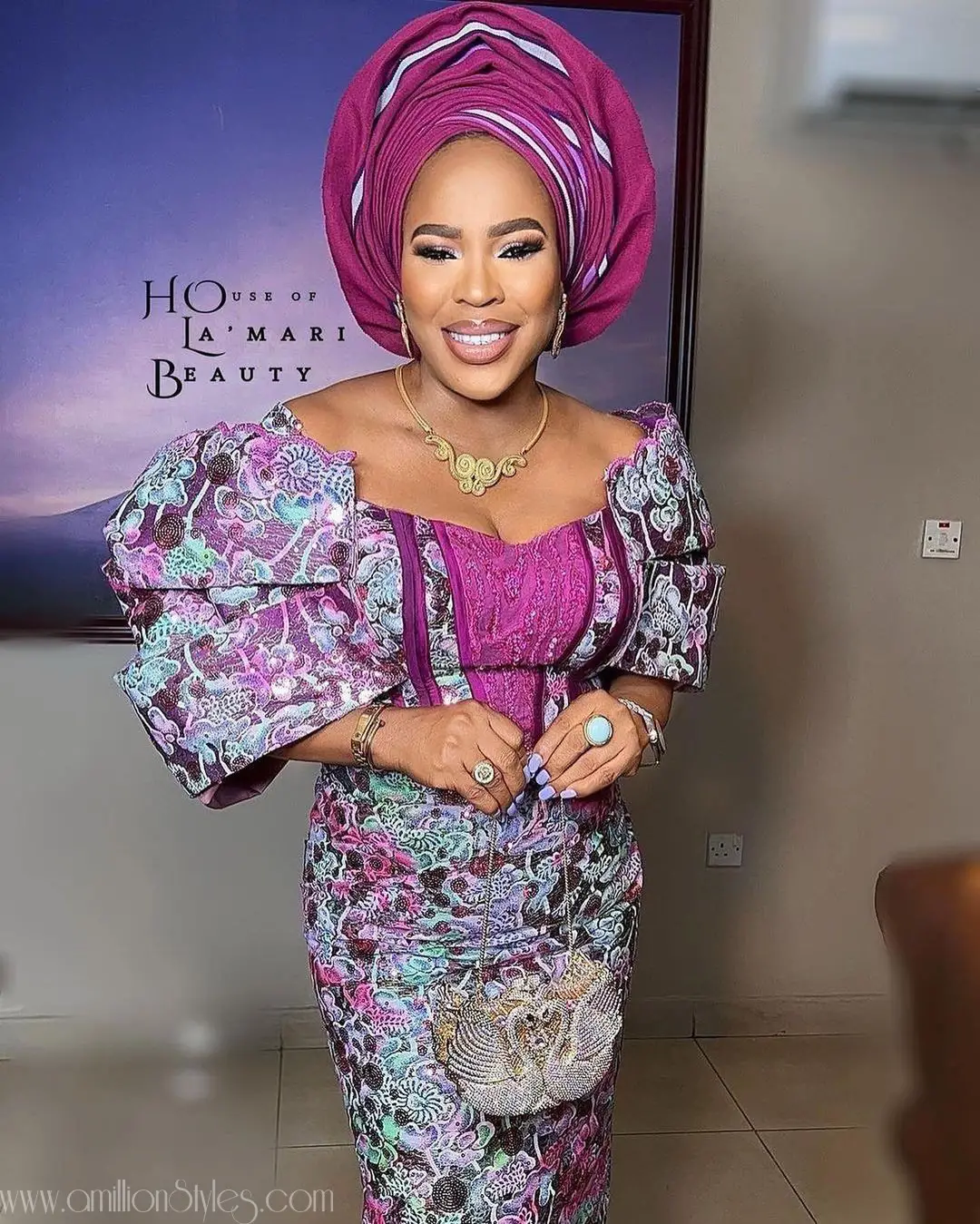 Unique Nigerian Purple Lace Asoebi Styles