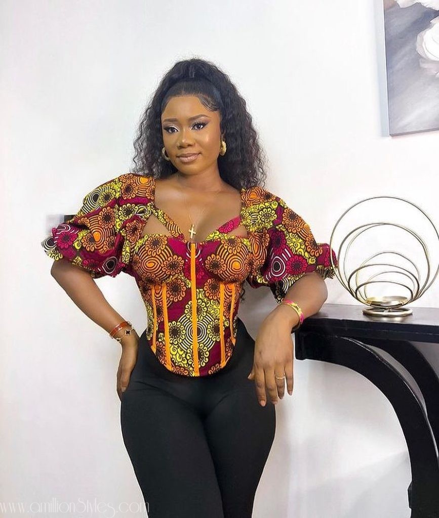 Zip-Up Ankara Print Blouse main image 1