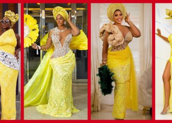 Beautiful Asoebi Styles To Make With Yellow Lace Asoebi Fabric