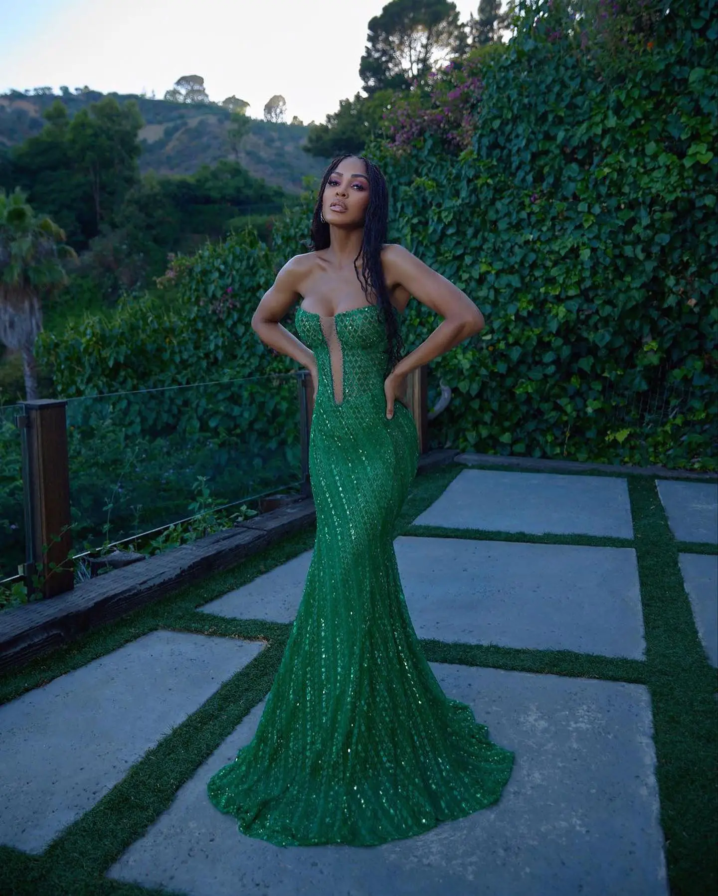 #MeaganGood posed in a #GaliaLahav gown, styled by @philippeuter for her birthda