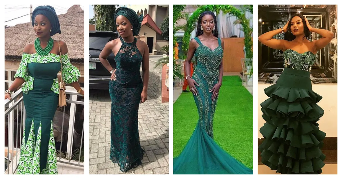 Green Aso Ebi Styles Fashionistas Slayed For Nigeria Independence Weekend.