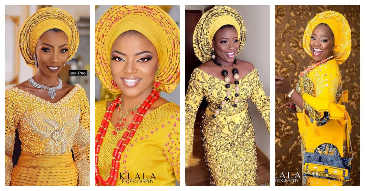 We Are In The Fashion faze Of Slaying Beautiful Yellow Aso Oke