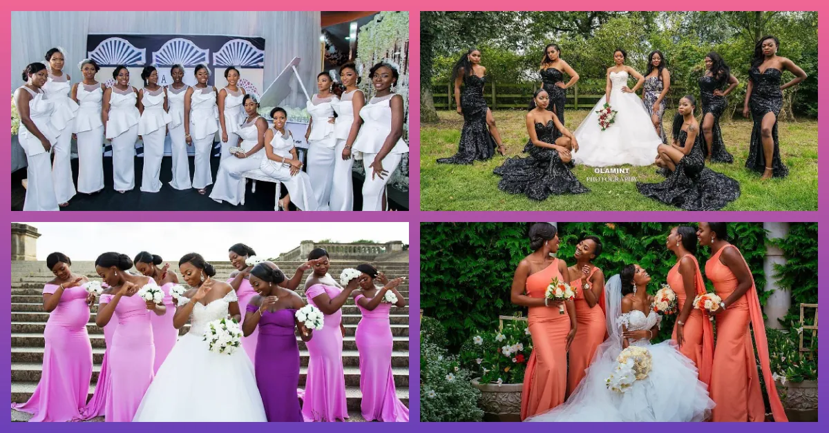 Here Comes The Beautiful Bride And Her Gorgeous Team Of Bridesmaids!