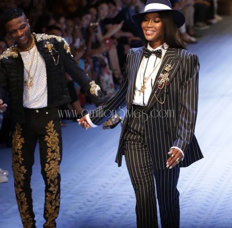 Wizkid Models For Dolce And Gabbana At Milan Fashion Week