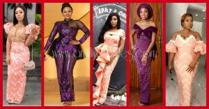 Purple And Peach Lace Asoebi Styles!