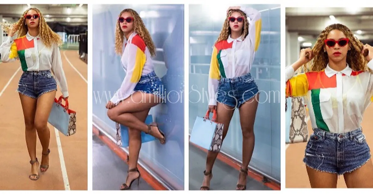 Beyoncé Shows Off Her Hot Legs In Studded Denim