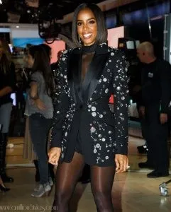 Kelly Rowland Snatched Wigs In Embellished Tuxedo Jacket