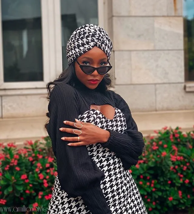 Ini Dima Okogie In Monochrome Adeysoile Dress Is A Sight For Sore Eyes