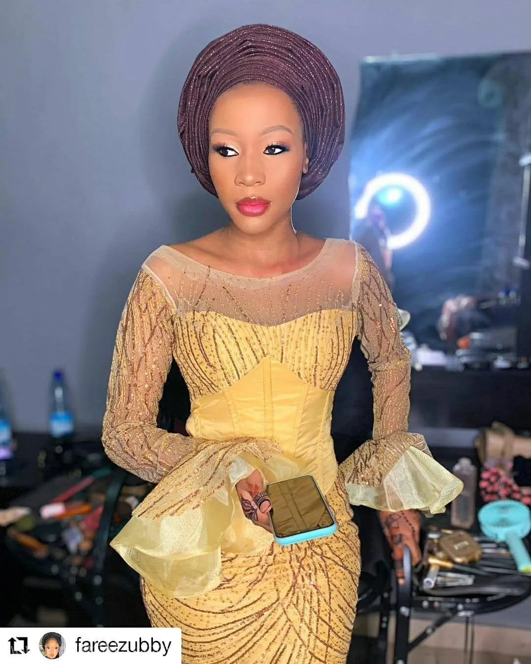 2021 Asoebi Trends: Corset Dress With Long Bell Sleeves