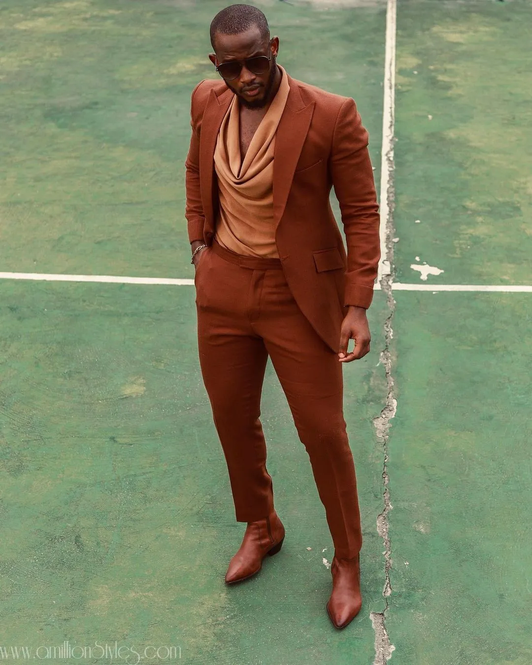 Temisan Emmanuel Looked Luscious In Cream Shirt And Brown Suit