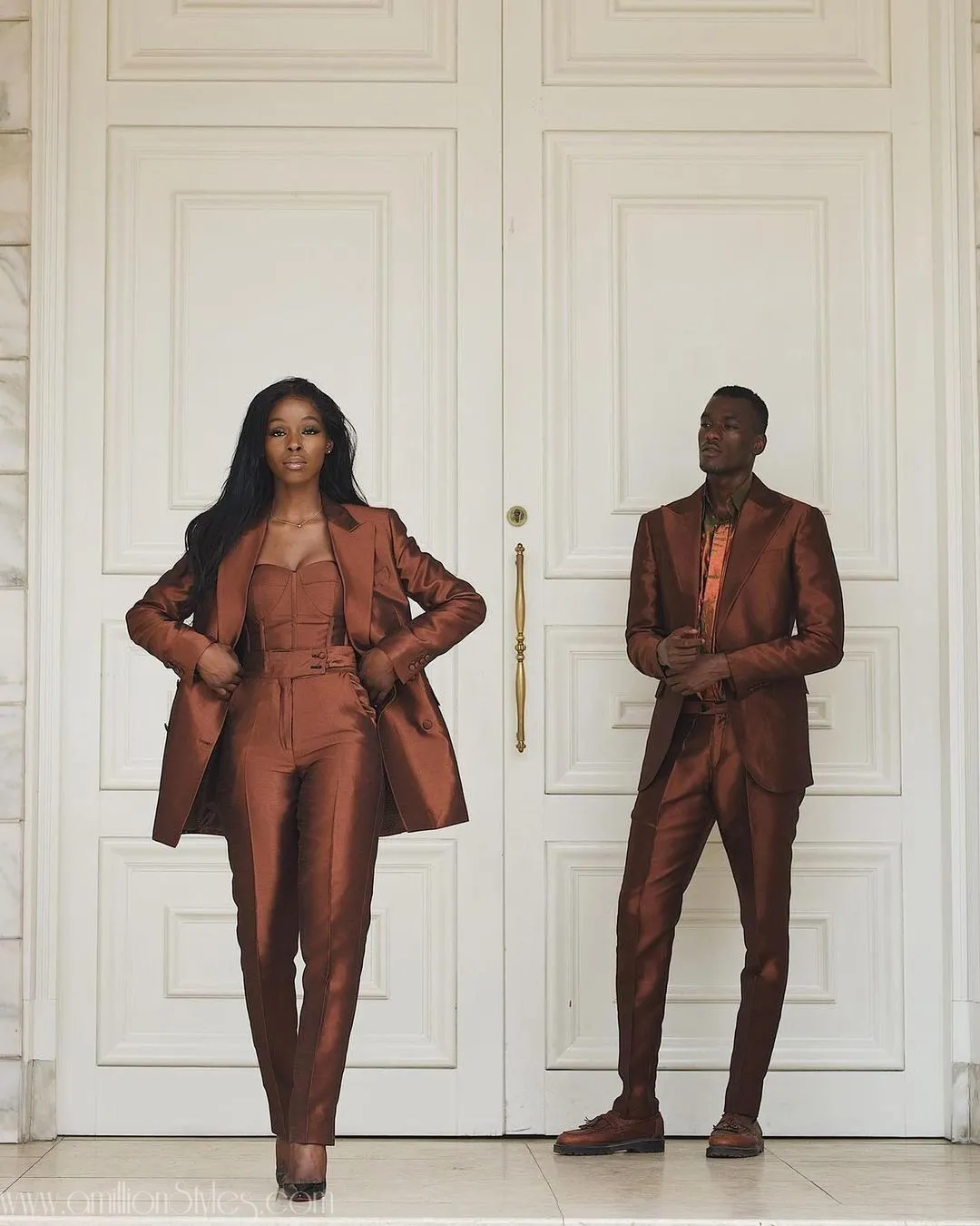 Metallic Brown Suits By Mai Atafo