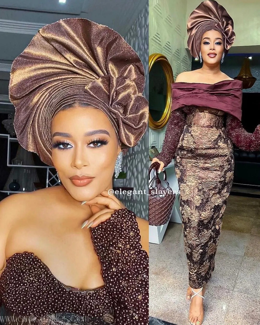 A Chocolate Love Story: A Look At Our Favorite Asoebi Styles At Ini Dima Okogie's Wedding
