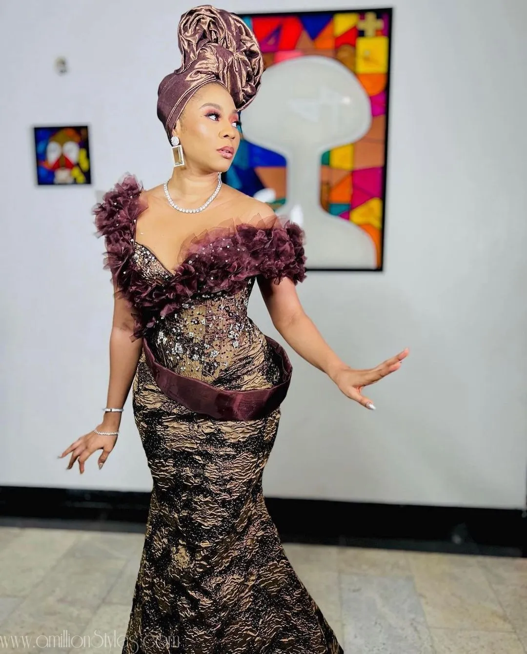 A Chocolate Love Story: A Look At Our Favorite Asoebi Styles At Ini Dima Okogie's Wedding