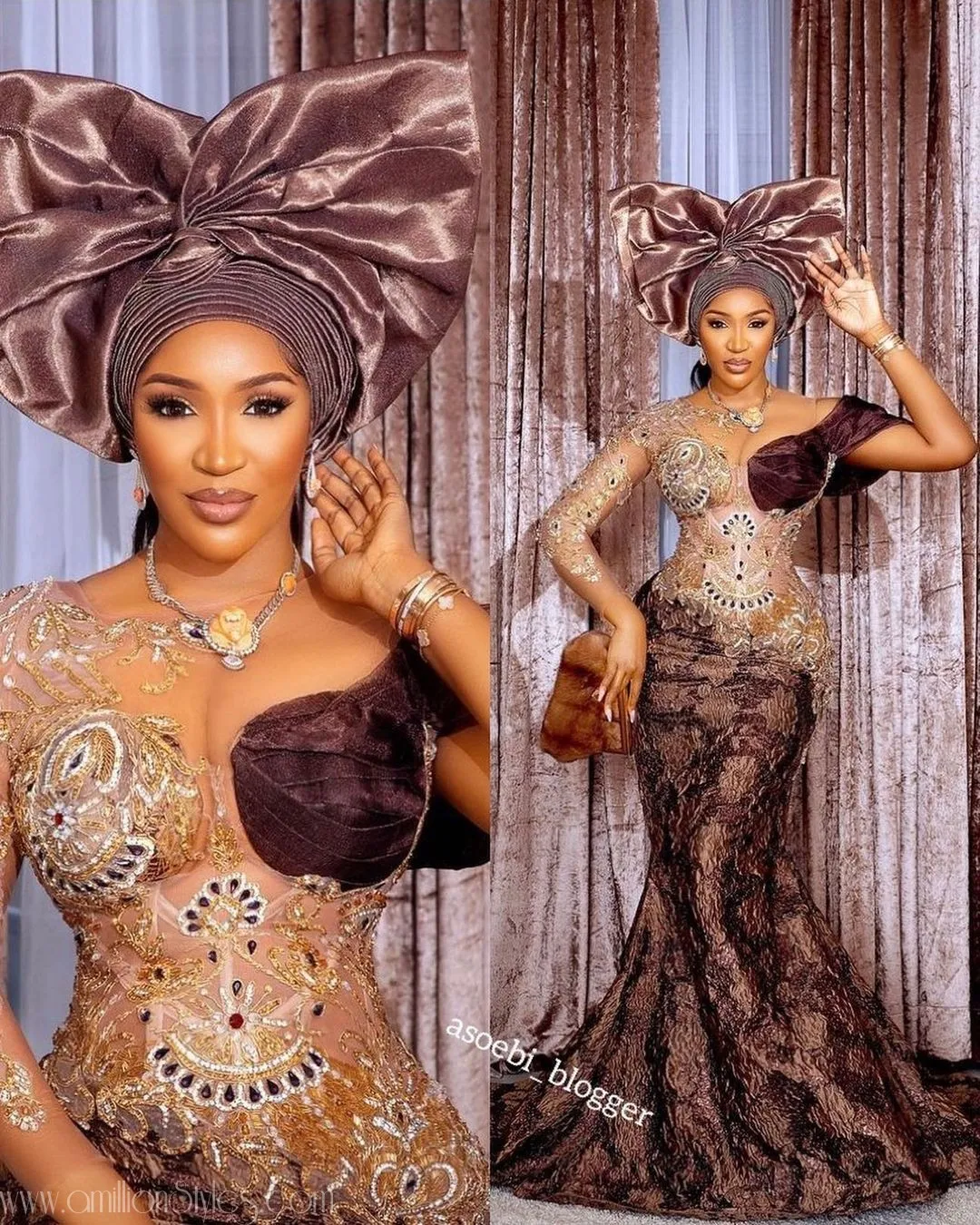 A Chocolate Love Story: A Look At Our Favorite Asoebi Styles At Ini Dima Okogie's Wedding