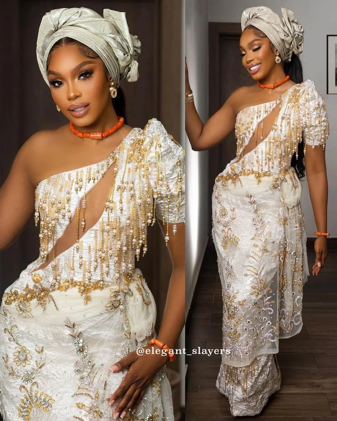 A Chocolate Love Story: A Look At Our Favorite Asoebi Styles At Ini Dima Okogie's Wedding