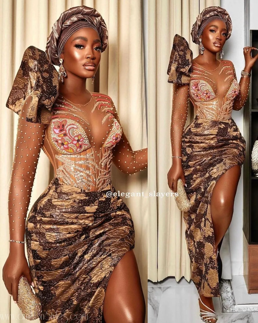 A Chocolate Love Story: A Look At Our Favorite Asoebi Styles At Ini Dima Okogie's Wedding