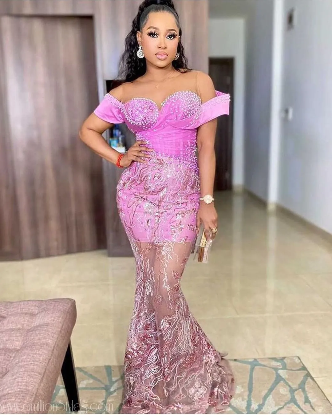 Exquisite Nigerian Lace Asoebi Styles-Volume 59