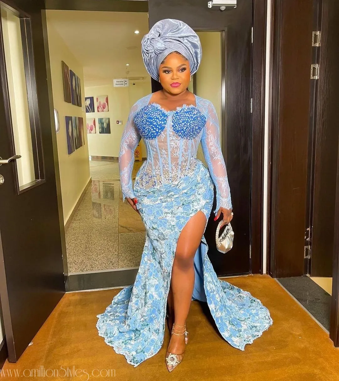 Gorgeous Nigerian Blue Lace Asoebi Styles