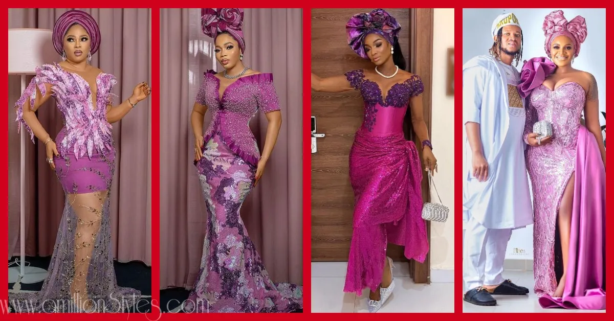 Unique Nigerian Purple Lace Asoebi Styles