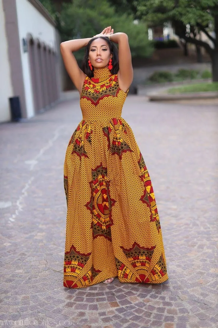 African Print Maxi Dress 