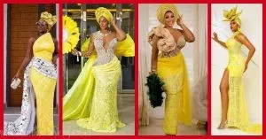 Beautiful Asoebi Styles To Make With Yellow Lace Asoebi Fabric