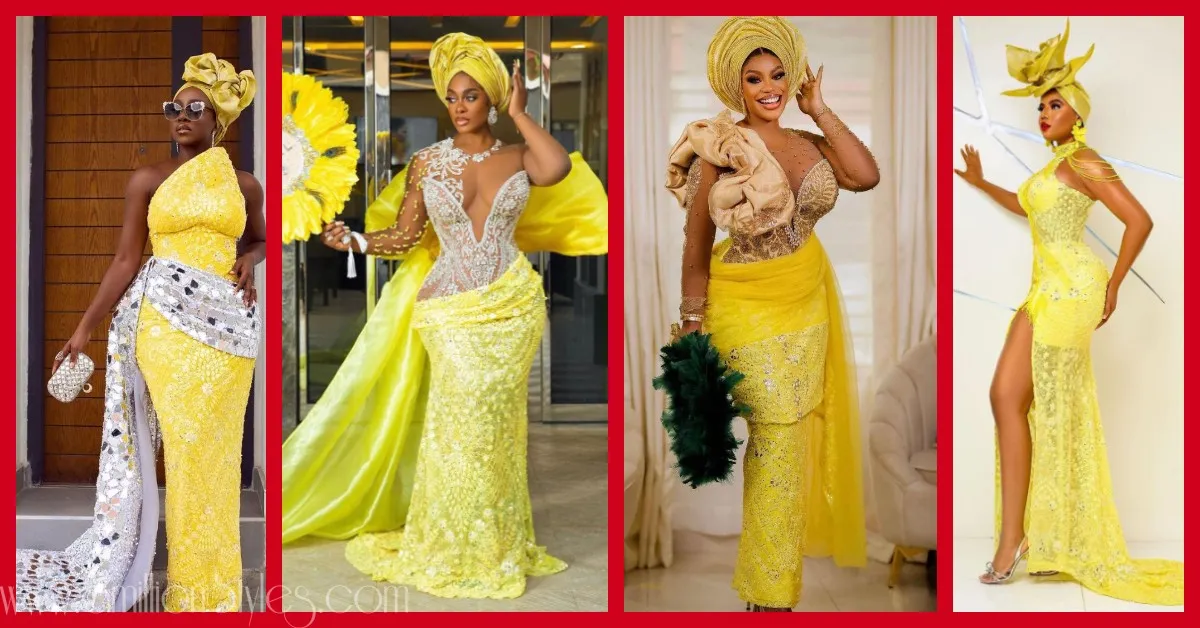 Beautiful Asoebi Styles To Make With Yellow Lace Asoebi Fabric