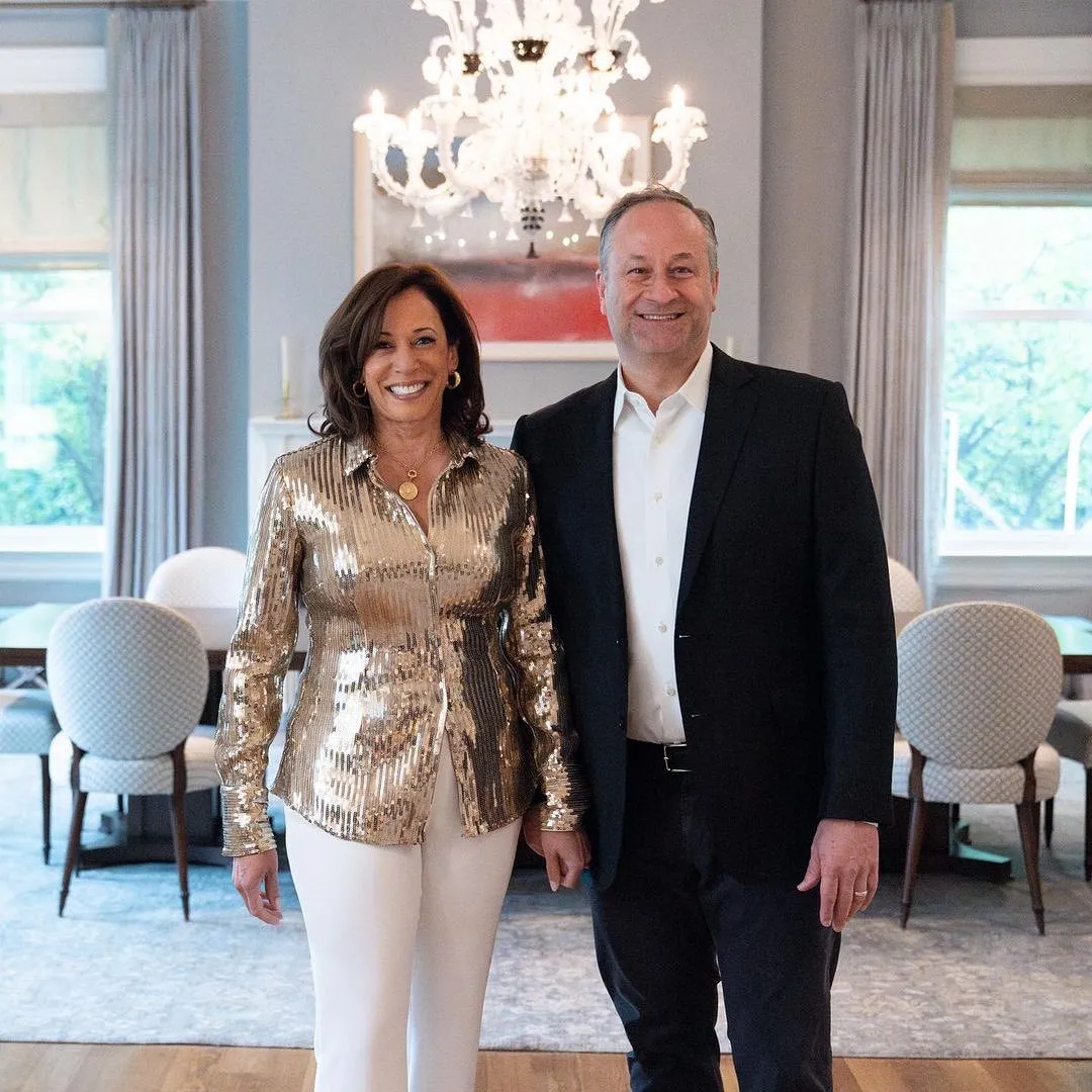 Vice President @kamalaharris looked radiant in a gold sequin @laquan_smith top t